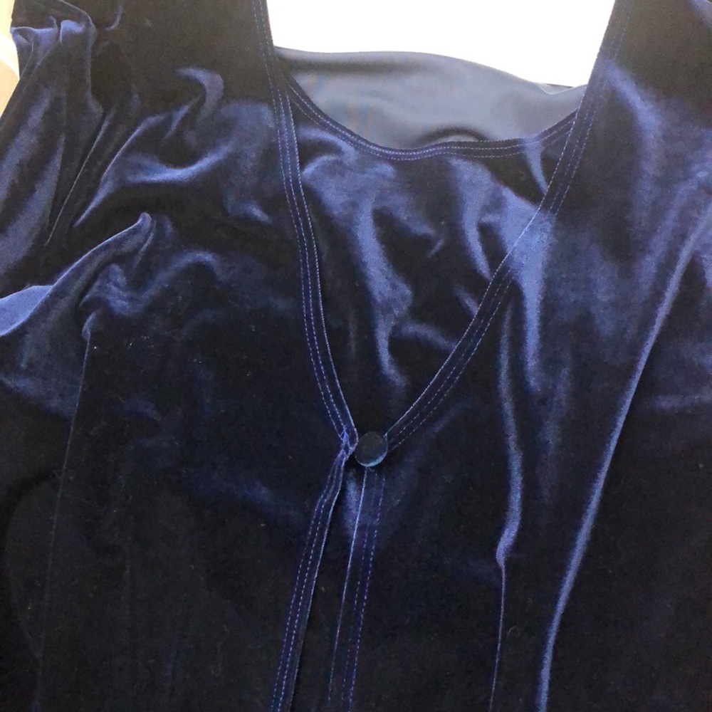 Royal blue blouse suede material possibly a 3X
